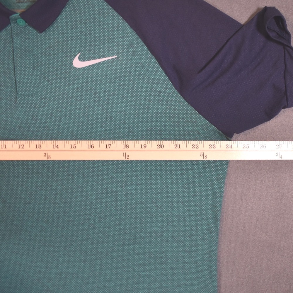 Nike Dri-FIT Raglan Golf Polo with DRY Tech Large Green Blue 91189-370 - Picture 8 of 8